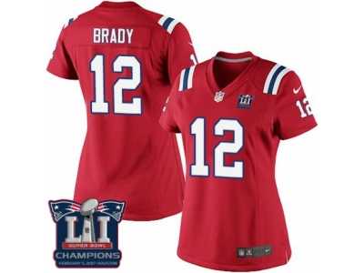 Women's Nike New England Patriots #12 Tom Brady Red Alternate Super Bowl LI Champions NFL Jersey