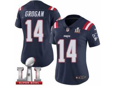 Women's Nike New England Patriots #14 Steve Grogan Limited Navy Blue Rush Super Bowl LI 51 NFL Jersey