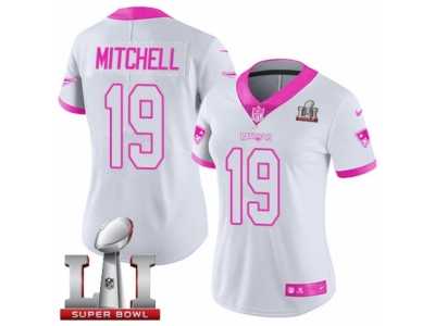 Women's Nike New England Patriots #19 Malcolm Mitchell Limited White Pink Rush Fashion Super Bowl LI 51 NFL Jersey
