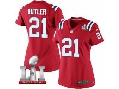 Women's Nike New England Patriots #21 Malcolm Butler Limited Red Alternate Super Bowl LI 51 NFL Jersey