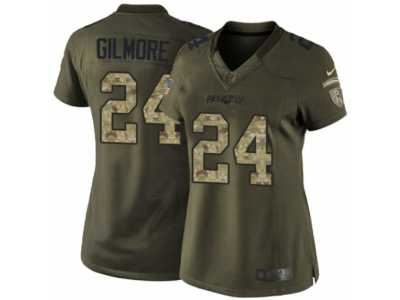 Women's Nike New England Patriots #24 Stephon Gilmore Limited Green Salute to Service NFL Jersey