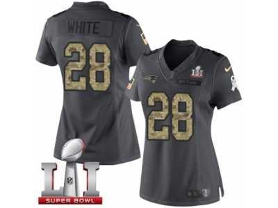 Women's Nike New England Patriots #28 James White Limited Black 2016 Salute to Service Super Bowl LI 51 NFL Jersey