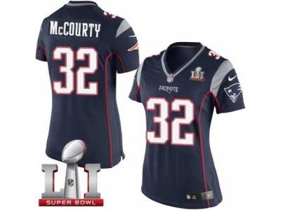 Women's Nike New England Patriots #32 Devin McCourty Limited Navy Blue Team Color Super Bowl LI 51 NFL Jersey