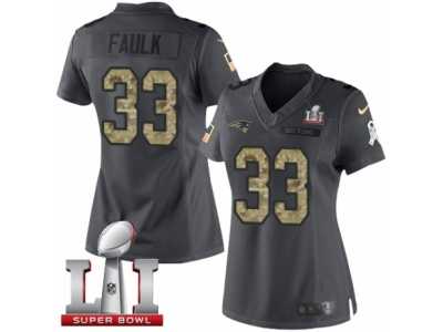 Women's Nike New England Patriots #33 Kevin Faulk Limited Black 2016 Salute to Service Super Bowl LI 51 NFL Jersey