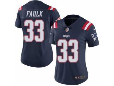 Women's Nike New England Patriots #33 Kevin Faulk Limited Navy Blue Rush NFL Jersey