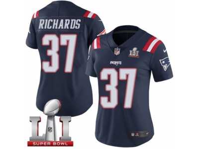 Women's Nike New England Patriots #37 Jordan Richards Limited Navy Blue Rush Super Bowl LI 51 NFL Jersey
