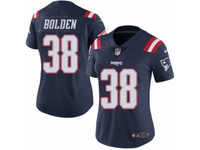 Women's Nike New England Patriots #38 Brandon Bolden Limited Navy Blue Rush NFL Jersey