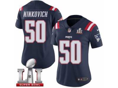Women's Nike New England Patriots #50 Rob Ninkovich Limited Navy Blue Rush Super Bowl LI 51 NFL Jersey