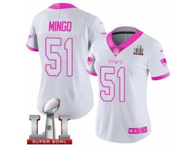 Women's Nike New England Patriots #51 Barkevious Mingo Limited WhitePink Rush Fashion Super Bowl LI 51 NFL Jersey
