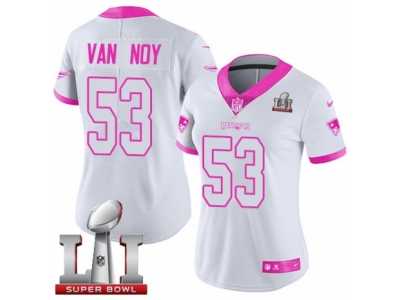 Women's Nike New England Patriots #53 Kyle Van Noy Limited WhitePink Rush Fashion Super Bowl LI 51 NFL Jersey