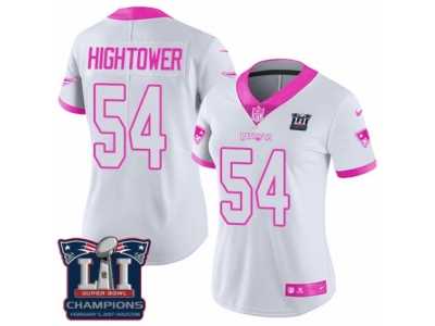 Women's Nike New England Patriots #54 Dont'a Hightower Limited White Pink Rush Fashion Super Bowl LI Champions NFL Jersey