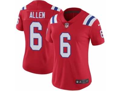Women's Nike New England Patriots #6 Ryan Allen Vapor Untouchable Limited Red Alternate NFL Jersey