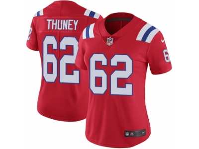 Women's Nike New England Patriots #62 Joe Thuney Vapor Untouchable Limited Red Alternate NFL Jersey