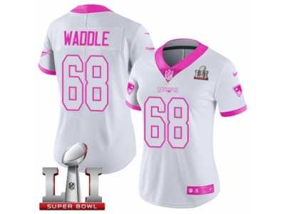 Women's Nike New England Patriots #68 LaAdrian Waddle Limited WhitePink Rush Fashion Super Bowl LI 51 NFL Jersey