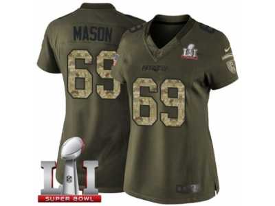 Women's Nike New England Patriots #69 Shaq Mason Limited Green Salute to Service Super Bowl LI 51 NFL Jersey