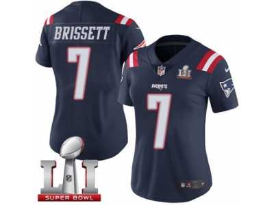 Women's Nike New England Patriots #7 Jacoby Brissett Limited Navy Blue Rush Super Bowl LI 51 NFL Jersey