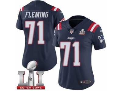 Women's Nike New England Patriots #71 Cameron Fleming Limited Navy Blue Rush Super Bowl LI 51 NFL Jersey