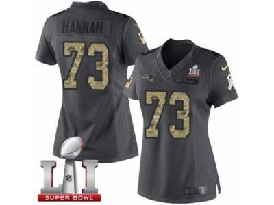Women's Nike New England Patriots #73 John Hannah Limited Black 2016 Salute to Service Super Bowl LI 51 NFL Jersey