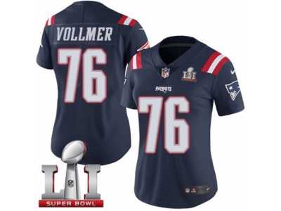 Women's Nike New England Patriots #76 Sebastian Vollmer Limited Navy Blue Rush Super Bowl LI 51 NFL Jersey