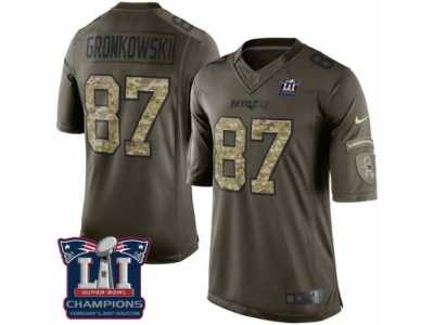 Women's Nike New England Patriots #87 Rob Gronkowski Limited Green Salute to Service Super Bowl LI Champions NFL Jersey