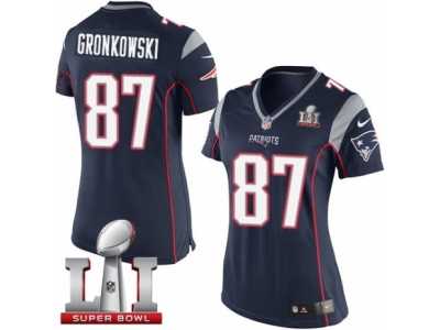 Women's Nike New England Patriots #87 Rob Gronkowski Limited Navy Blue Team Color Super Bowl LI 51 NFL Jers