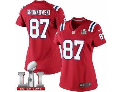 Women's Nike New England Patriots #87 Rob Gronkowski Limited Red Alternate Super Bowl LI 51 NFL Jerseyey