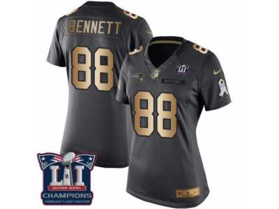 Women's Nike New England Patriots #88 Martellus Bennett Limited Black Gold Salute to Service Super Bowl LI Champions NFL Jersey