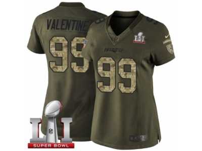 Women's Nike New England Patriots #99 Vincent Valentine Limited Green Salute to Service Super Bowl LI 51 NFL Jersey