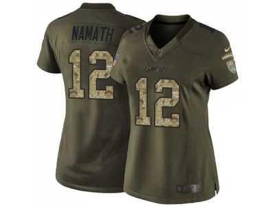 Women Nike New York Jets #12 Joe Namath Green Salute to Service Jerseys
