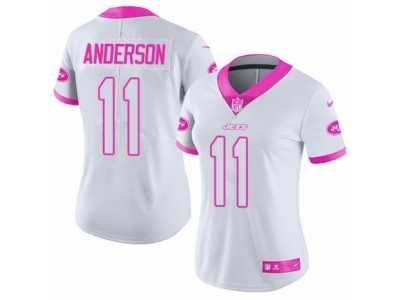 Women's Nike New York Jets #11 Robby Anderson Limited White Pink Rush Fashion NFL Jersey