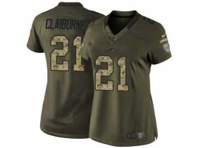 Women's Nike New York Jets #21 Morris Claiborne Limited Green Salute to Service NFL Jersey