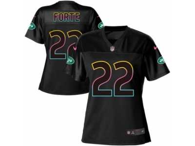 Women's Nike New York Jets #22 Matt Forte Game Black Fashion NFL Jersey