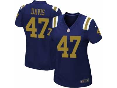 Women's Nike New York Jets #47 Kellen Davis Limited Navy Blue Alternate NFL Jersey
