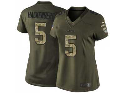 Women's Nike New York Jets #5 Christian Hackenberg Green Stitched NFL Limited Salute to Service Jersey