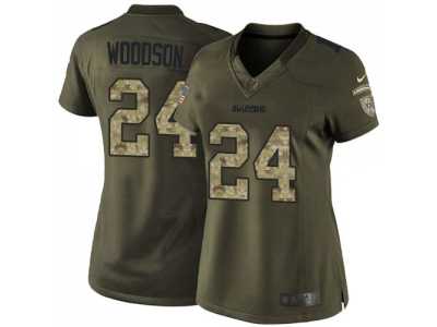 Women Nike Oakland Raiders #24 Charles Woodson Green Salute to Service Jerseys