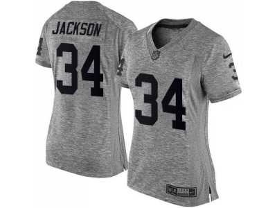 Women Nike Oakland Raiders #34 Bo Jackson Gray Stitched NFL Limited Gridiron Gray Jersey