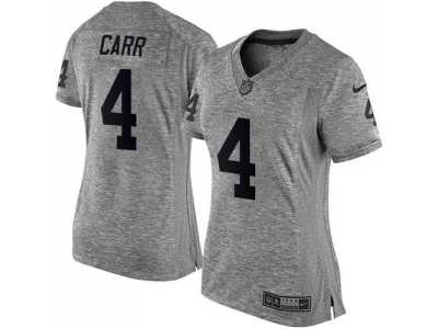 Women Nike Oakland Raiders #4 Derek Carr Gray Stitched NFL Limited Gridiron Gray Jersey
