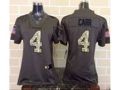 Women Nike Oakland Raiders #4 Derek Carr Green Salute to Service Jerseys