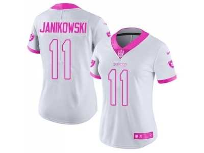 Women's Nike Oakland Raiders #11 Sebastian Janikowski Limited Rush Fashion Pink NFL Jersey