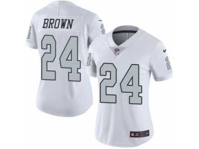 Women's Nike Oakland Raiders #24 Willie Brown Limited White Rush NFL Jersey