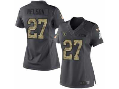 Women's Nike Oakland Raiders #27 Reggie Nelson Limited Black 2016 Salute to Service NFL Jersey