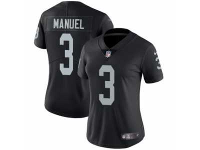 Women's Nike Oakland Raiders #3 E. J. Manuel Vapor Untouchable Limited Black Team Color NFL Jersey