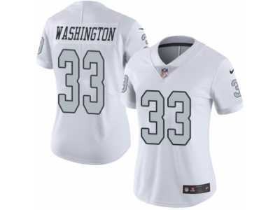 Women's Nike Oakland Raiders #33 DeAndre Washington Limited White Rush NFL Jersey