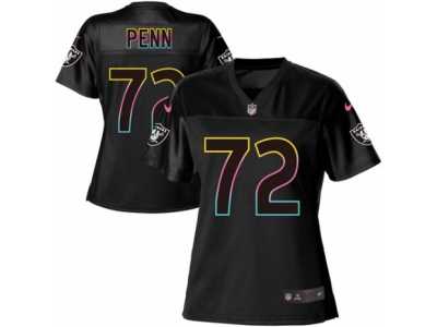 Women's Nike Oakland Raiders #72 Donald Penn Game Black Fashion NFL Jersey