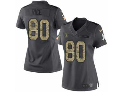 Women's Nike Oakland Raiders #80 Jerry Rice Limited Black 2016 Salute to Service NFL Jersey