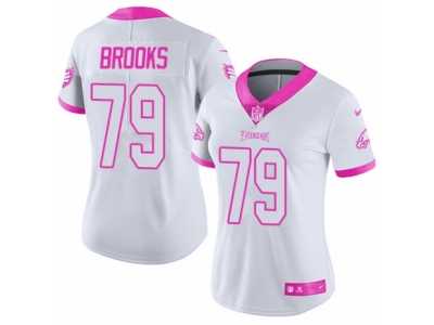 Women's Nike Philadelphia Eagles #79 Brandon Brooks Limited White-Pink Rush Fashion NFL Jersey