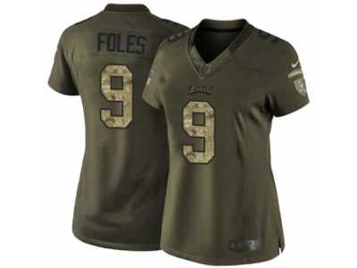 Women's Nike Philadelphia Eagles #9 Nick Foles Limited Green Salute to Service NFL Jersey