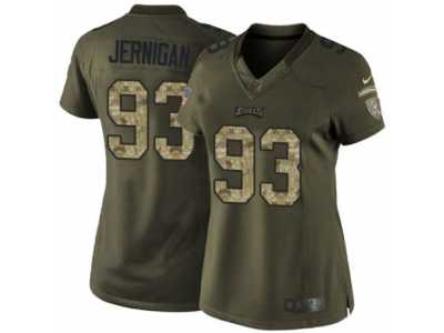 Women's Nike Philadelphia Eagles #93 Timmy Jernigan Limited Green Salute to Service NFL Jersey