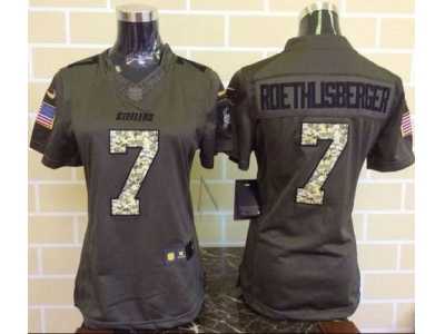 Women Nike Pittsburgh Steelers #7 Ben Roethlisberger Green Salute to Service Jerseys
