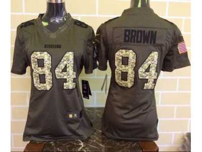Women Nike Pittsburgh Steelers #84 Antonio Brown Green Salute to Service Jerseys